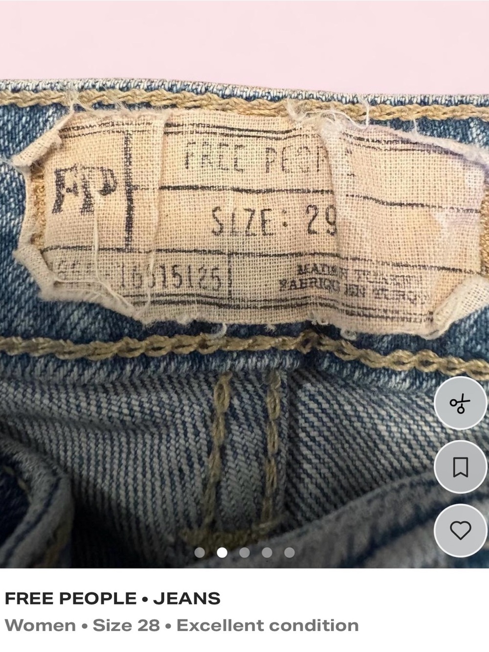 Free People Women's Jeans Straight Leg Size 29 Excellent Condition